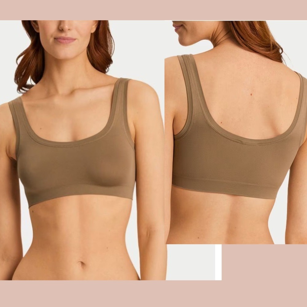 NWT $110 HANRO [ XS ] Scoop Neck Touch Feeling Bralette in‎ Walnut #7095